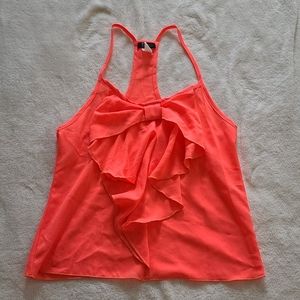 Coral ruffle tank